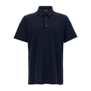 브리오니 칼라 버튼 사이드 스플릿 피케 코튼 폴로 셔츠 UJSZ0L