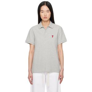 25 FW 아미 파리스 여성 그레이 아미 드 꾀흐 코튼 폴로 셔츠 251482F108007