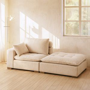 밀랑 봄봄 조야 패브릭 3인용 스툴형 거위털 포근한 소파