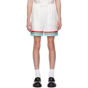 25 FW 카사블랑카 남성 화이트 카사 웨이 월드 시리즈 실크 쇼츠 251195M193018