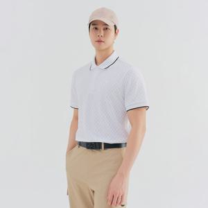 [레노마골프] 남성 체크 자카드 요꼬 카라 반팔 티셔츠 RMTPN2115-101