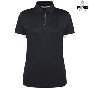 [핑골프][양말증정]여성 소매 배색 카라 반팔 티셔츠 121E2TO052_NA