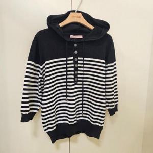 스테파니 HC07 단가라 후드 니트 칠부 티셔츠 A25SW5208