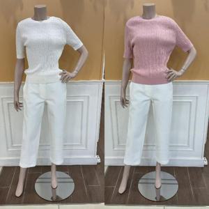 BCBG M백화점 린넨 케이블 반팔니트 B4B3K401