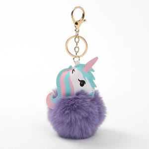 유니콘 폼폼이키링 퍼플 가방장식 자동차 퍼키링