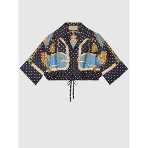 (명품) 구찌 폴카 도트 크롭 실크 셔츠 744796