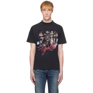 발렌시아가 티셔츠 블랙 피갈 스몰 핏 티셔츠 251342M213046