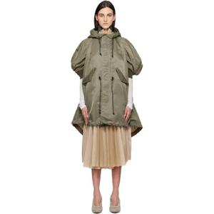 사카이 코트 카키 트윌 후드 베스트 코트 251445F059001