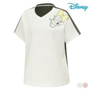 [디즈니골프]여성 아트웍 배색 V넥 반팔 티셔츠 DP2LTR042