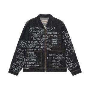 스투시 집 워크 자켓 시티 링크 데님 워시드 블랙 115761