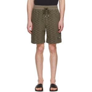 몽클레어 반바지 카키 모노그램 쇼츠 241111M193058