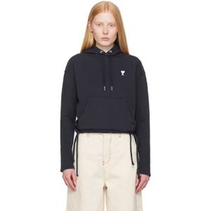 25 FW 아미 파리스 여성 네이비 아미 드 꾀흐 코튼 후드티 251482F097005