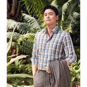 [크로커다일남성]린넨 써커 체크 긴팔 남방 CDAABWS1417-65_SC