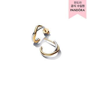 [판도라(주얼리)][백화점 보증서 제공] 오가니컬리 쉐입드 트톤 오픈 후프 이어링 263880C00