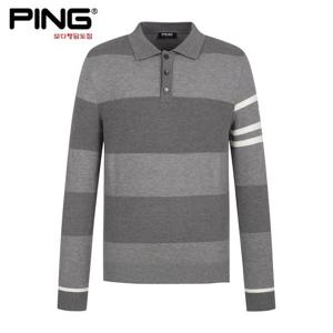 [핑][PING] 2024년 가을 남성 블록 배색 카라 긴팔 니트 111D3SR