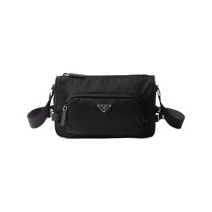 프라다 미디움 리나일론 앤 사피아노 레더 숄더백 블랙 2VH192-2DMG-F0002