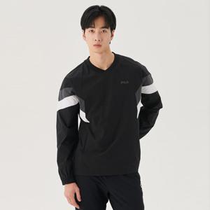 [휠라]스트레치 브이넥 우븐 맨투맨 (FS2POG1205X_BLK)