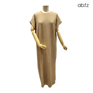 [에이비에프지]패턴 포인트 라운드넥 롱 원피스 APZ3HO32H