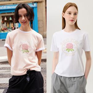 르꼬끄 여성 레귤러핏 로즈 그래픽 반팔티 QP322ORS73