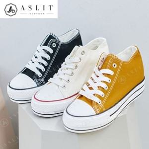 [애슬릿] 캔버스 라인 통굽 여성 스니커즈 운동화 4cm