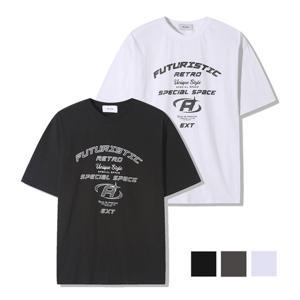 남자 캐주얼 퓨처 라운드 코튼 반팔 티셔츠 RM-TSH-Q090-차콜