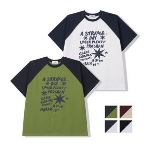 남자 스타 레글런 배색 반팔 티셔츠 RM-TSH-Q088-와인/오트밀