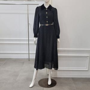 [미니멈]페미닌 벨벳 배색 원피스 (MXCAWO8190 BK)_IC