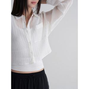 (355764LY21) [에잇세컨즈] 크링클 크롭 셔츠  화이트