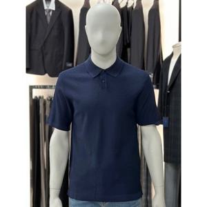 [바쏘옴므]네이비_베이직 반팔 카라 니트 WSY2GW44A