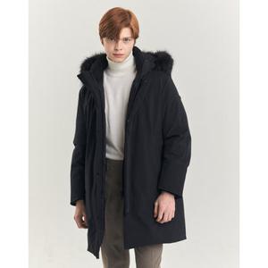 헤지스 남성 24FW 다크 네이비 프리미엄 폭스퍼 탈부착 구스다운 파카 HZJU4D602N2