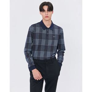 닥스 골프 남성 24FW 품절임박스테디셀러레터 로고 긴팔 폴로 티셔츠 (NAVY) WGTS4D715N2