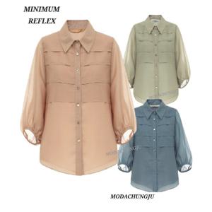 [미니멈]MD 카라넥 레이어드 시스루 루즈 블라우스 MD MZCGWB794