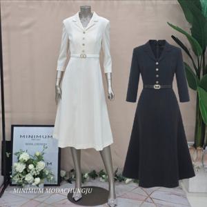 [미니멈]MD 카라넥 버튼 플레어 원피스  MD MMYBAWO6100 M_CJ