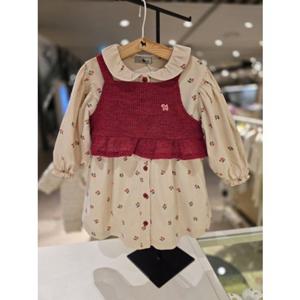 [블루독베이비] 25 FW(BE)플라워 드레스SET(45A1440002)원피스 간절기 백일 돌 선물 조카 유아 아가옷 (45A