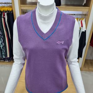 [루이까스텔]여성 솔리드 앞판PK조직 브이넥 니트 조끼3LRVT901V