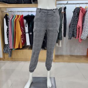 [루이까스텔]여성 체크 양옆밴드사선 카고바지 3LRPT075B_OD