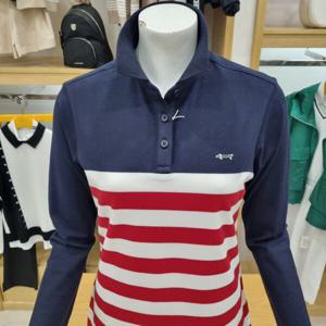 [루이까스텔]여성 몸판 3색배색 뎅깡 요꼬에리 티셔츠3LRTS906N_