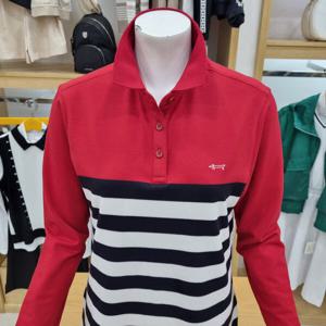 [루이까스텔]여성 몸판 3색배색 뎅깡 요꼬에리 티셔츠3LRTS906R_