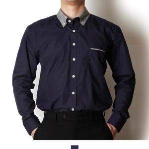 [모로엠]네이비 카라배색 남성 정장 셔츠 DMG-SHA-Q4143127