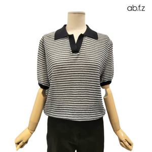 [에이비에프지]배색 포인트 카라넥 반팔 니트 APZ3HW36I