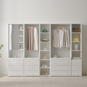 보루네오 마르체 폴라 2800 오픈 선반 거울 서랍 키큰 옷장 세트 BOW574C (착불)