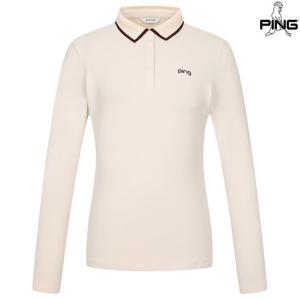 [양말증정]여성 카라 배색 포인트 긴팔 티셔츠 121E3TO052_BG