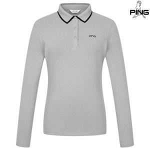 [양말증정]여성 카라 배색 포인트 긴팔 티셔츠 121E3TO052_MG