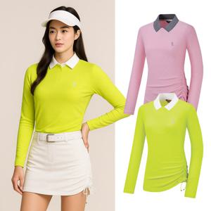 비티알 여성 골지 밑단 스트링 골프 긴팔 카라 티셔츠 BSC456RT1W
