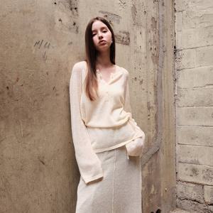 WOMAN 울 시스루 헨리넥 풀오버 [3COL] / WBE3L05506