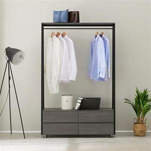 우아미가구 보솔 이동식 2서랍 수납 철제 행거 1200