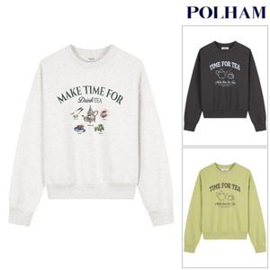 [폴햄] PHF4TR2220 여성 더블니트 크롭 그래픽 맨투맨 티셔츠