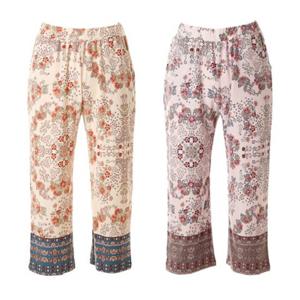 [비너스] 부드러운 폴리기모 꽃나염 이지웨어 팬츠 2종택1 [VEP3985W]