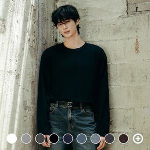 [지오다노]남성 면 기본핏 라운드넥 무지 긴팔 티셔츠 025910