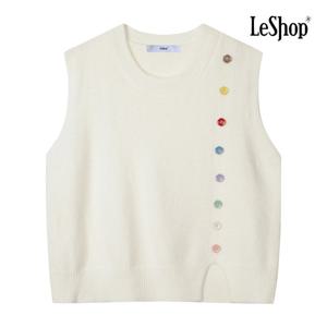 [르샵]레인보우 버튼 컷팅 니트 베스트 BP9VT005A
